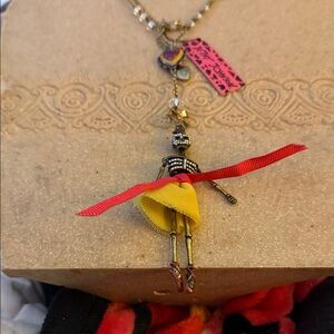 NWT Very Rare Betsy Johnson Retired Skeleton Ballerina with Rosary 21”